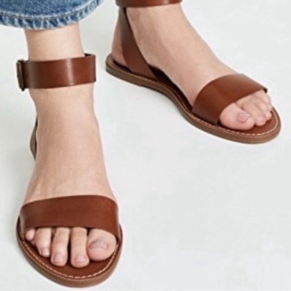 Madewell boardwalk ankle strap sandals NWOB size 10 brown saddle leather